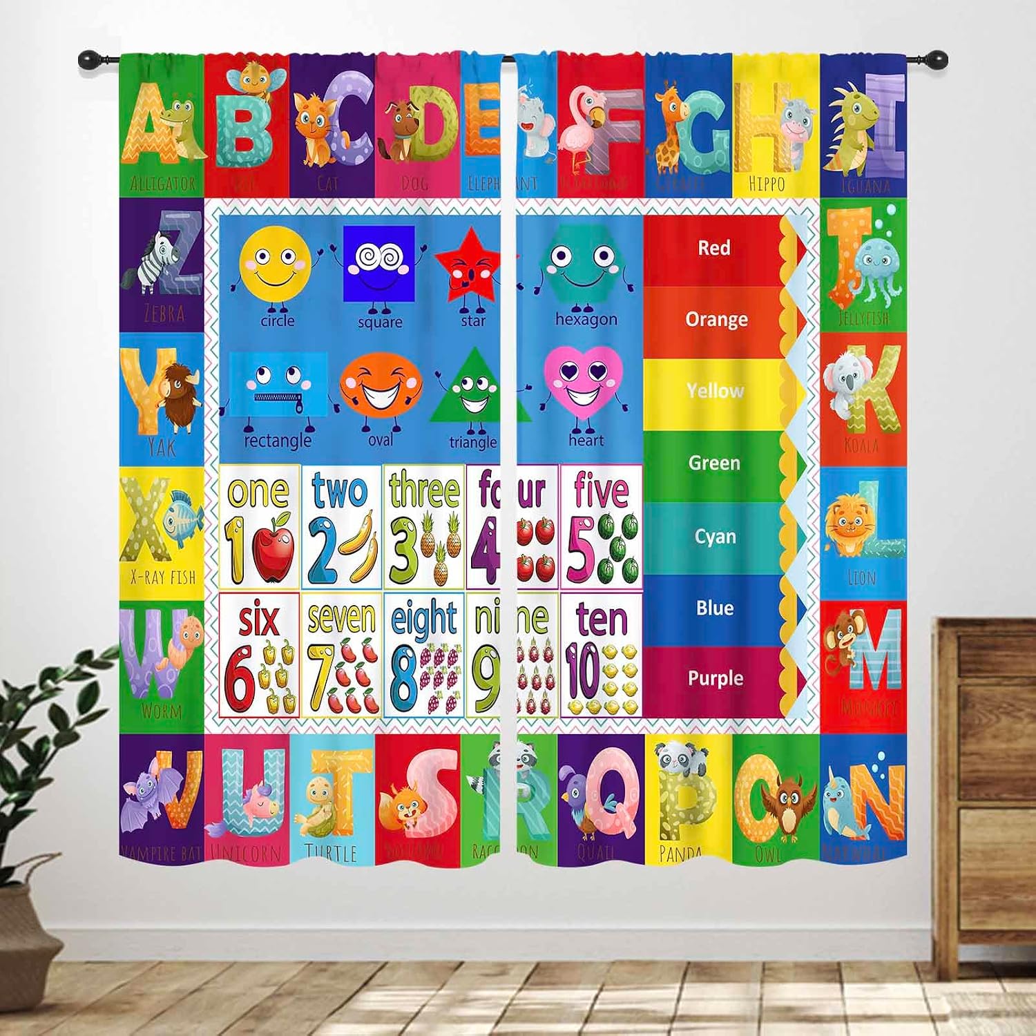ABC Number Shape Curtain Panel - Abc Kids Early Education review and price