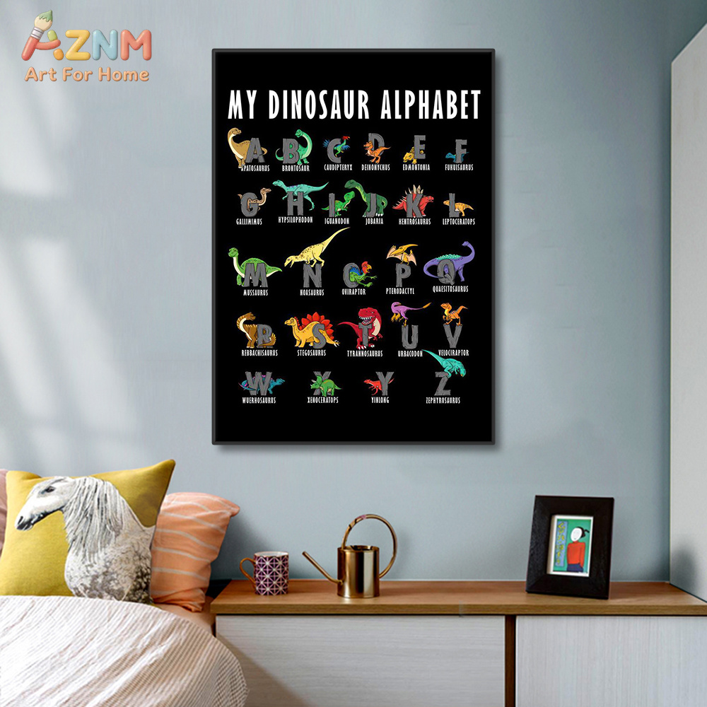 AZNM Dinosaur Alphabet Canvas  - Kids Education Background review and price