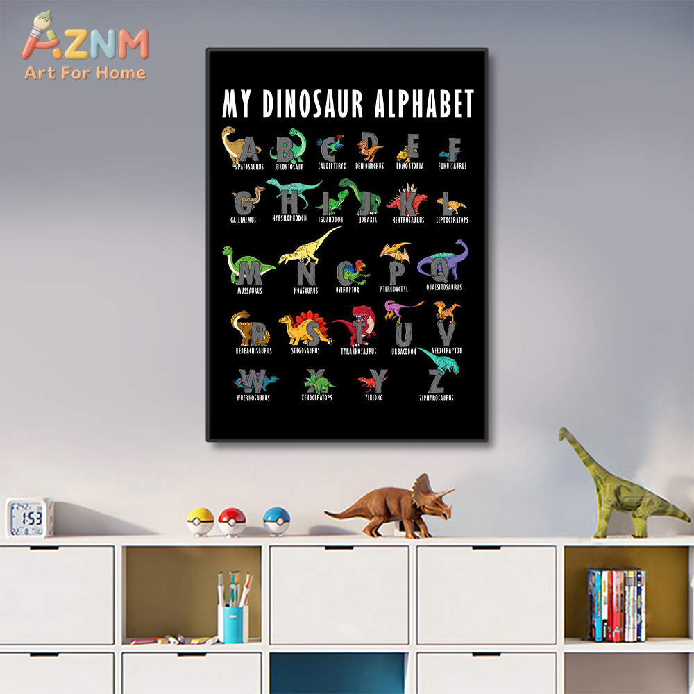 AZNM Dinosaur Alphabet Canvas  - Kids Education Background review and price