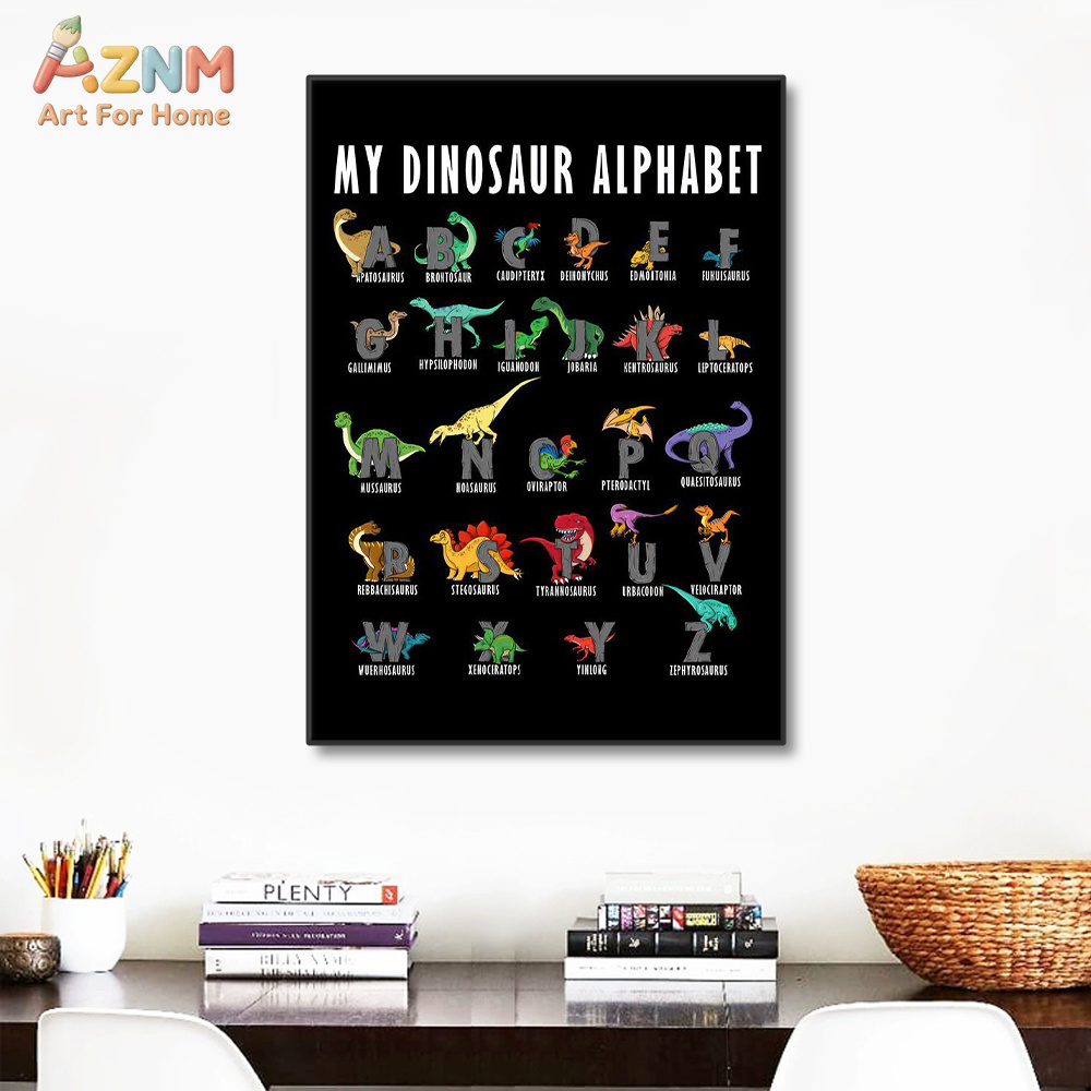 AZNM Dinosaur Alphabet Canvas  - Kids Education Background review and price