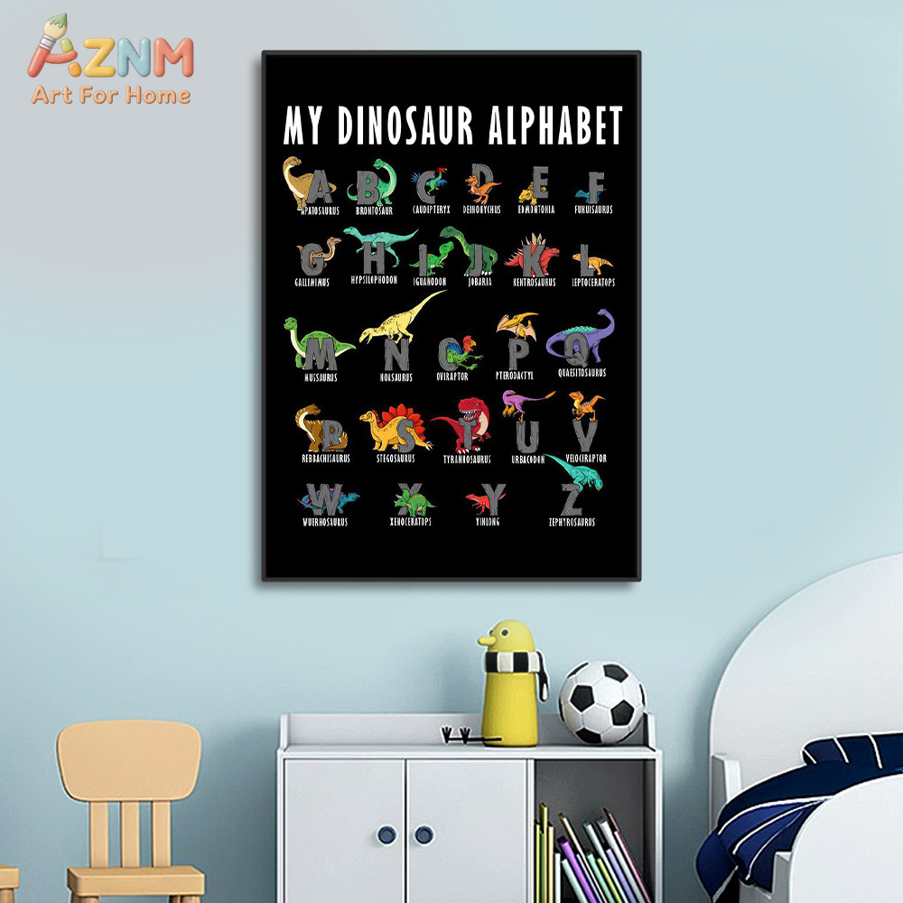 AZNM Dinosaur Alphabet Canvas  - Kids Education Background review and price
