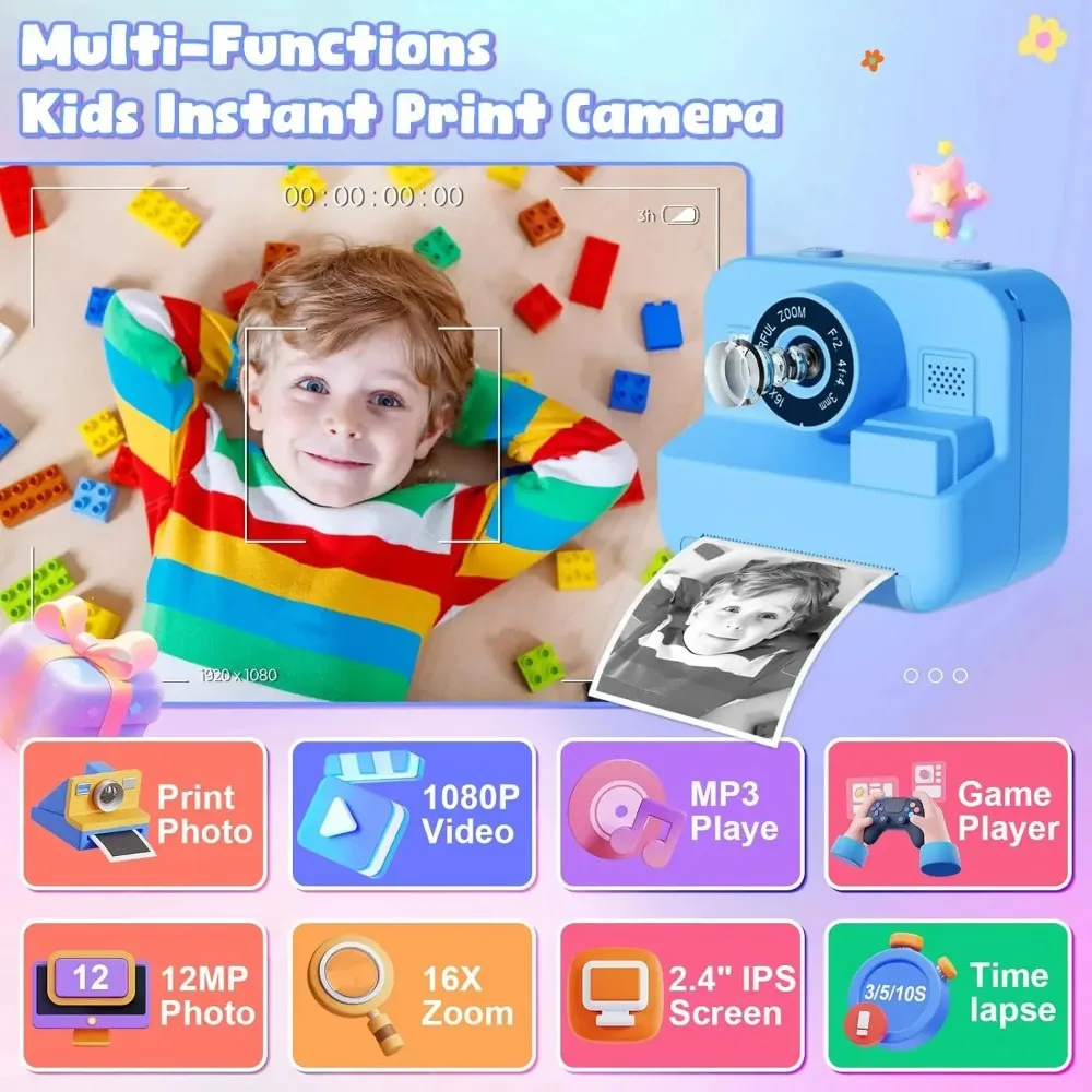 Kids Camera Instant Print 32G  - Kids Education Images review and price